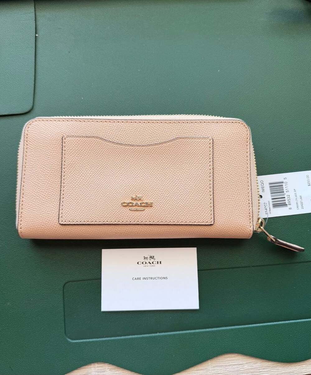 Coach F54007 Crossgrain Leather Accordion Zip Wallet Beechwood New
